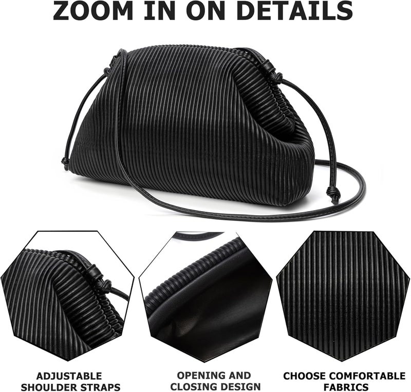 KingTo Store Clutch Purses for Women, Soft Cloud Bag Fashion Dumpling with Ruched Pouch Handbag for Crossbody Shoulder - Image 4